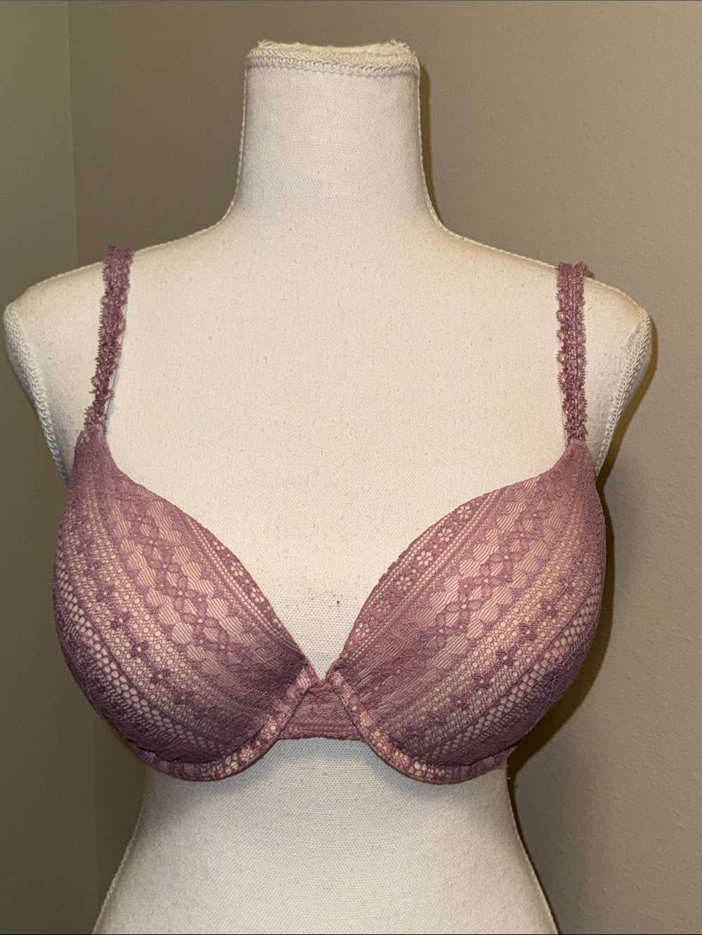 NWOT Victoria's Secret Lace Lined Demi Bra in Dusty Mauve Pink - 36D